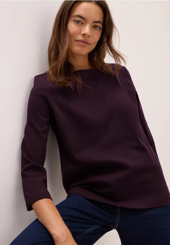 Basic Ripp-Shirt eggplant red