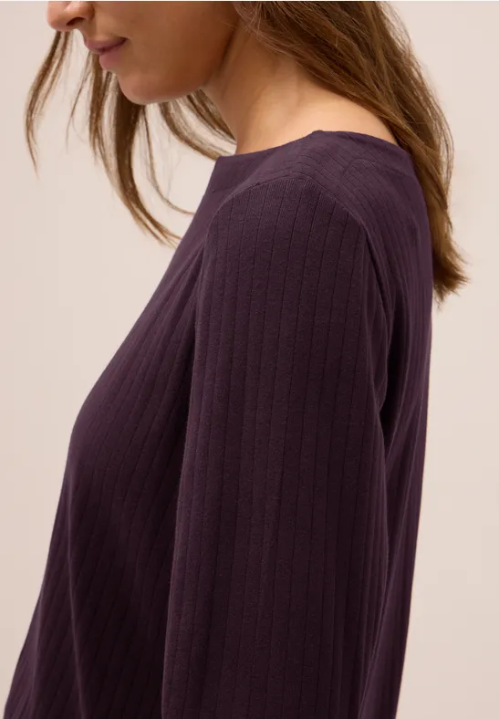 Basic Ripp-Shirt eggplant red