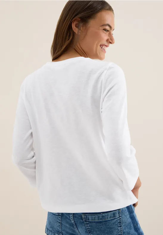Slub Shirt mit Rundhals White