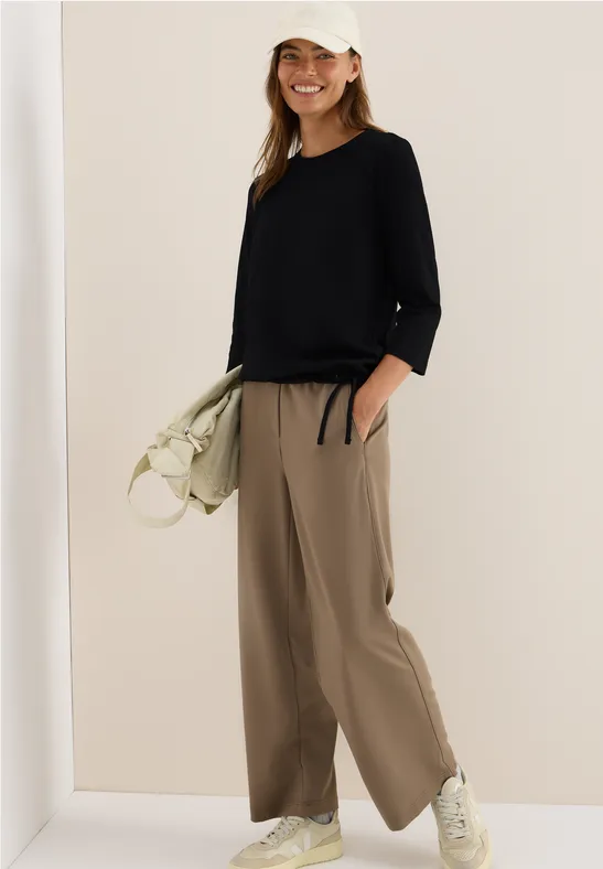 Slub Shirt mit Rundhals Black