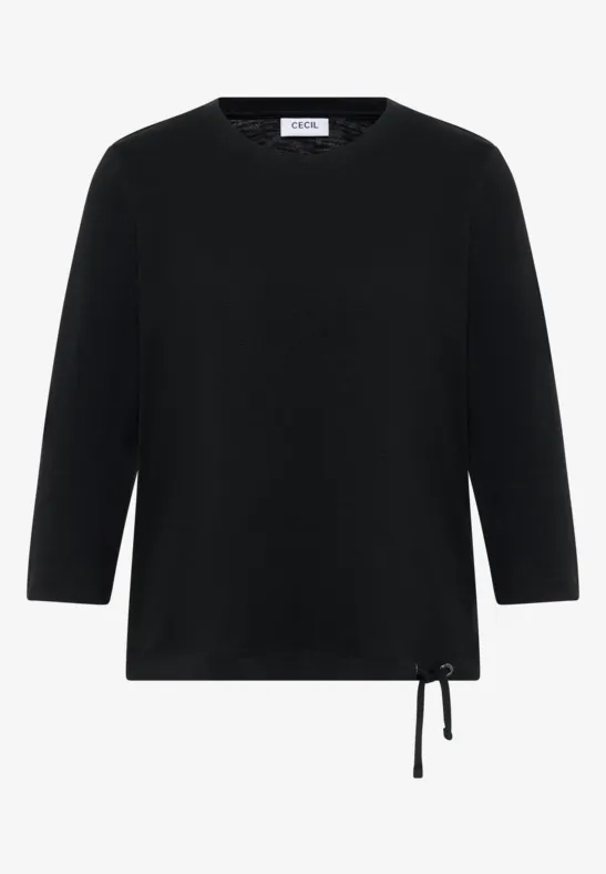 Slub Shirt mit Rundhals Black