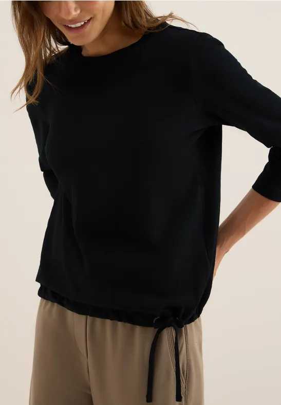 Slub Shirt mit Rundhals Black