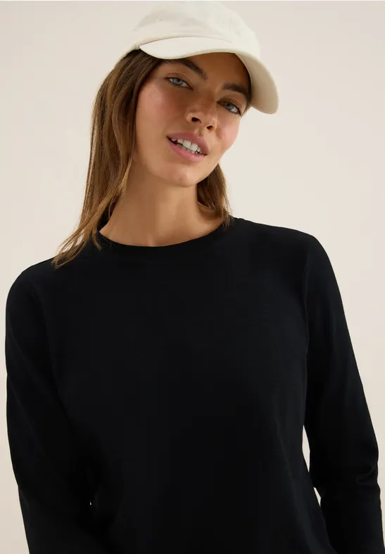 Slub Shirt mit Rundhals Black