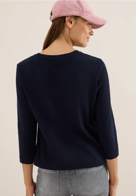 Slub Shirt mit Rundhals urban dark blue
