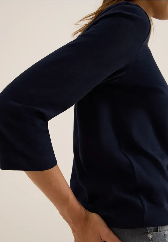 Slub Shirt mit Rundhals urban dark blue