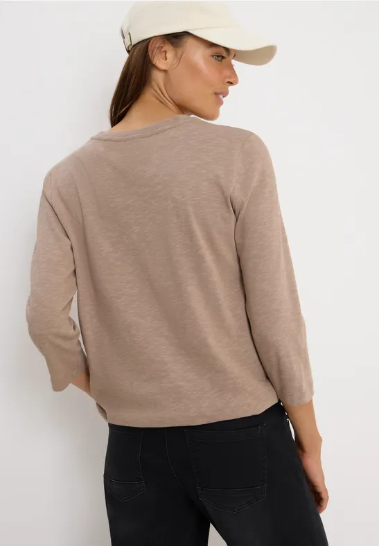Slub Shirt mit Rundhals natural taupe