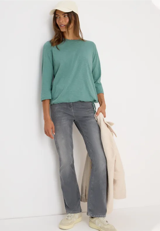Slub Shirt mit Rundhals jewel green