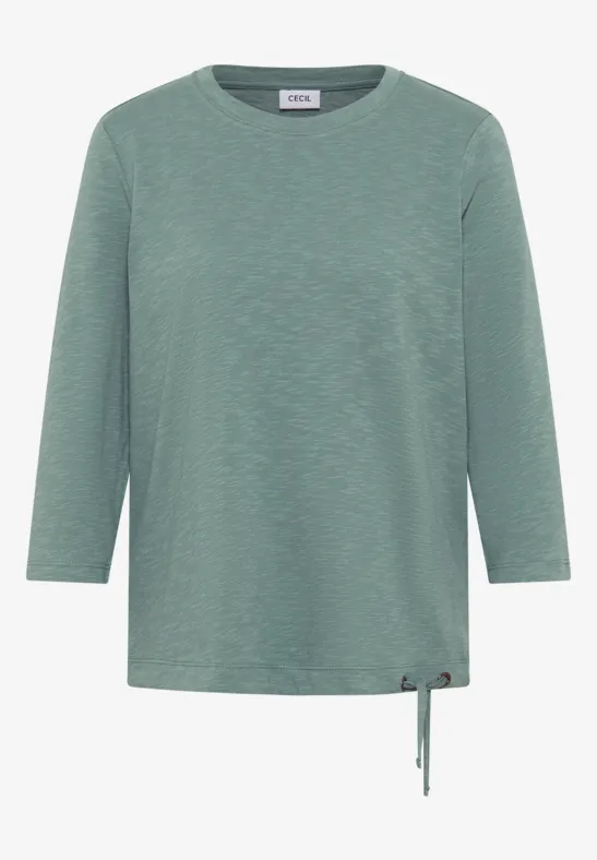 Slub Shirt mit Rundhals jewel green
