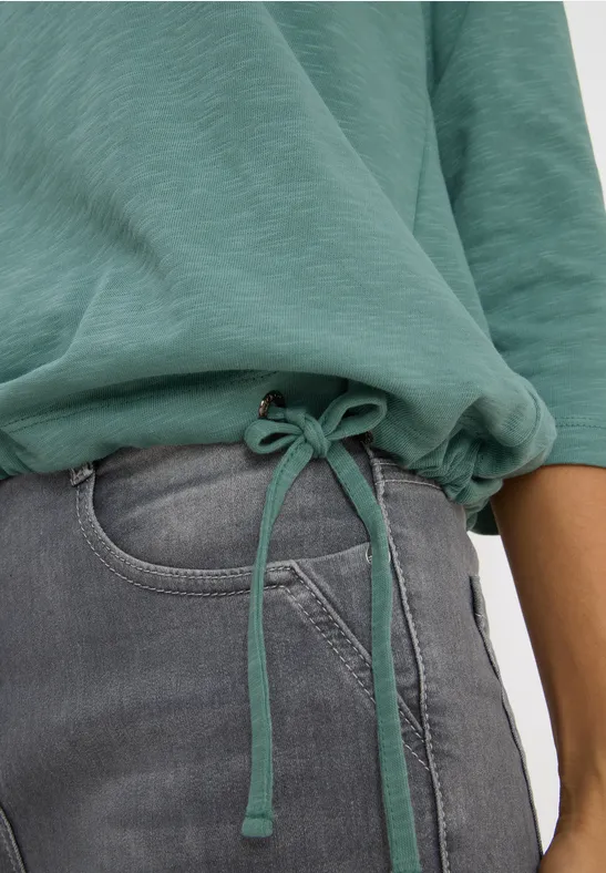 Slub Shirt mit Rundhals jewel green