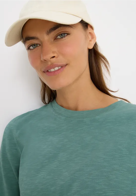 Slub Shirt mit Rundhals jewel green