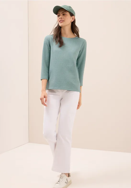 Two Tone Strukturshirt jewel green