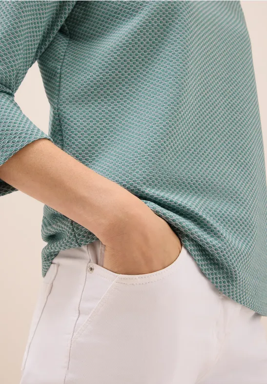 Two Tone Strukturshirt jewel green