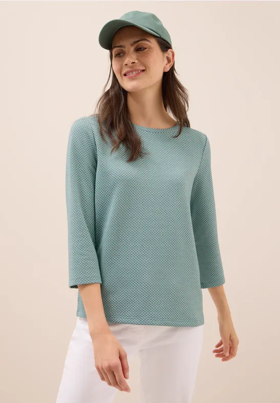Two Tone Strukturshirt jewel green