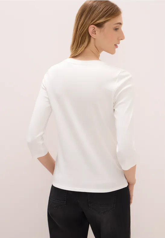 Basic V-Neck Shirt vanilla white