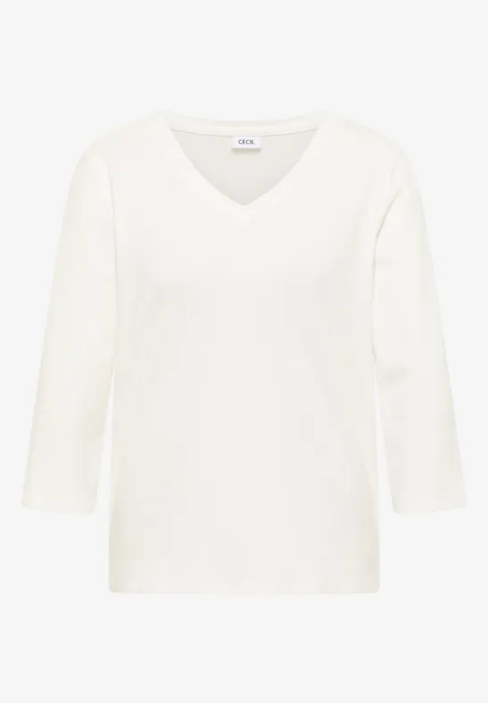 Basic V-Neck Shirt vanilla white