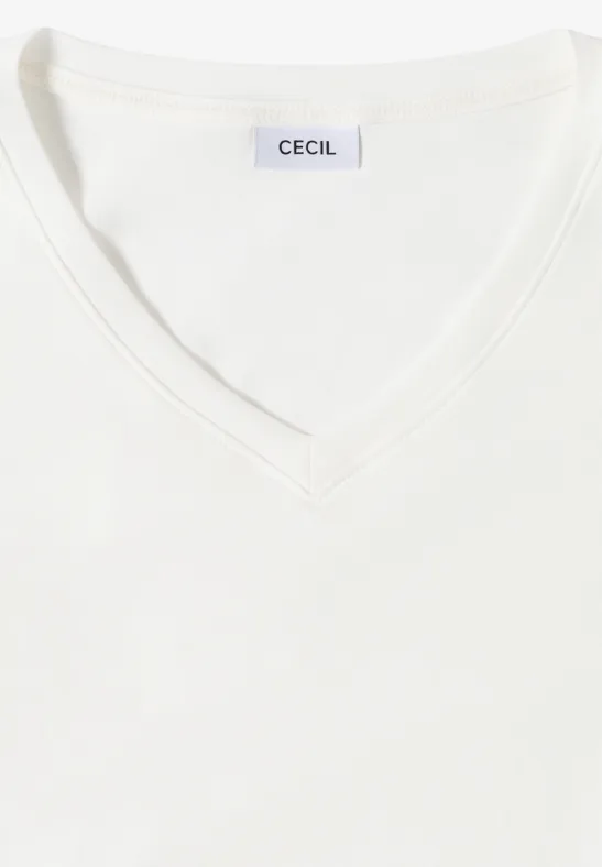 Basic V-Neck Shirt vanilla white