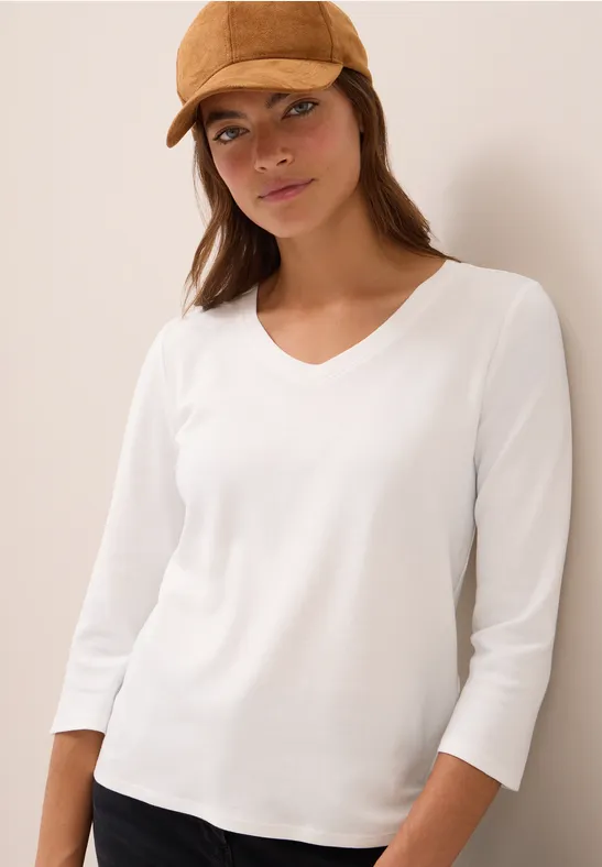 Basic V-Neck Shirt vanilla white