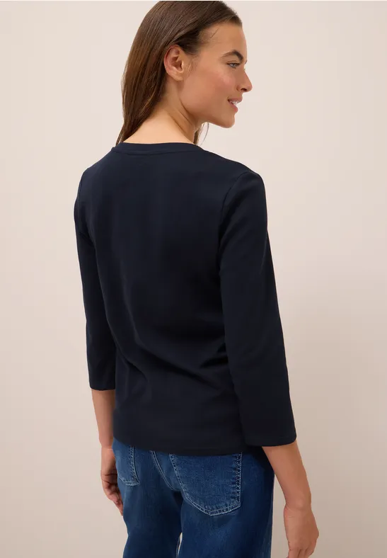 Basic shirt met V-hals urban dark blue