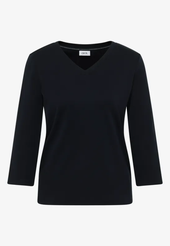 Basic shirt met V-hals urban dark blue