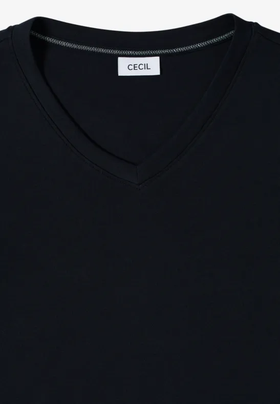 Basic shirt met V-hals urban dark blue