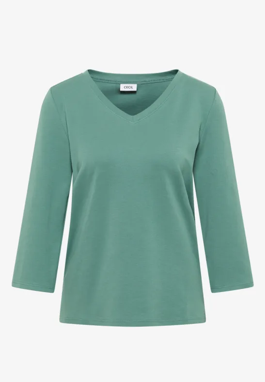Basic V-Neck Shirt jewel green