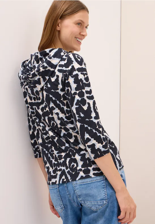Gedessineerd shirt met capuchon urban dark blue