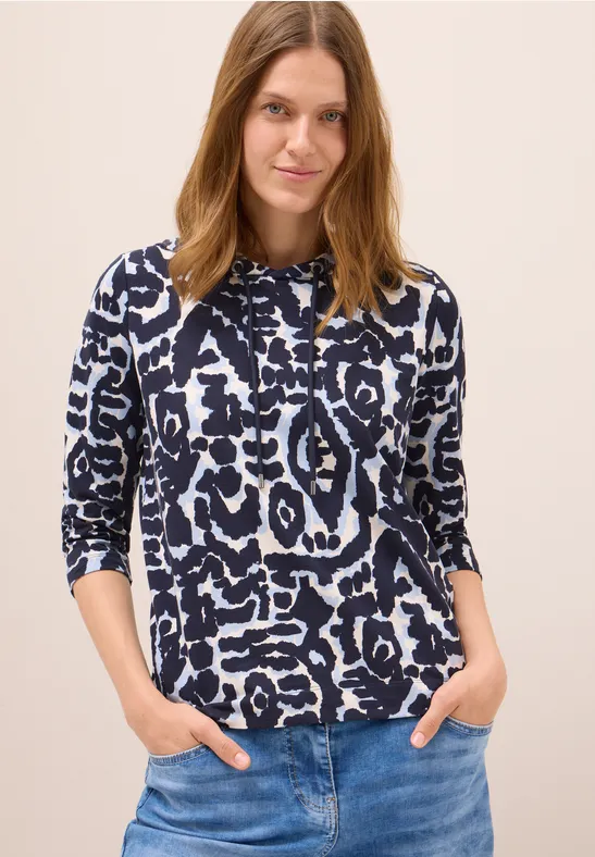Gedessineerd shirt met capuchon urban dark blue