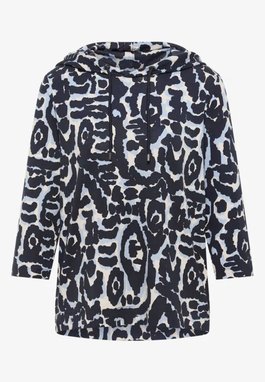 Gedessineerd shirt met capuchon urban dark blue
