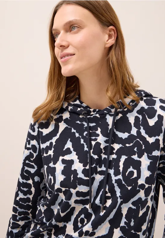 Gedessineerd shirt met capuchon urban dark blue