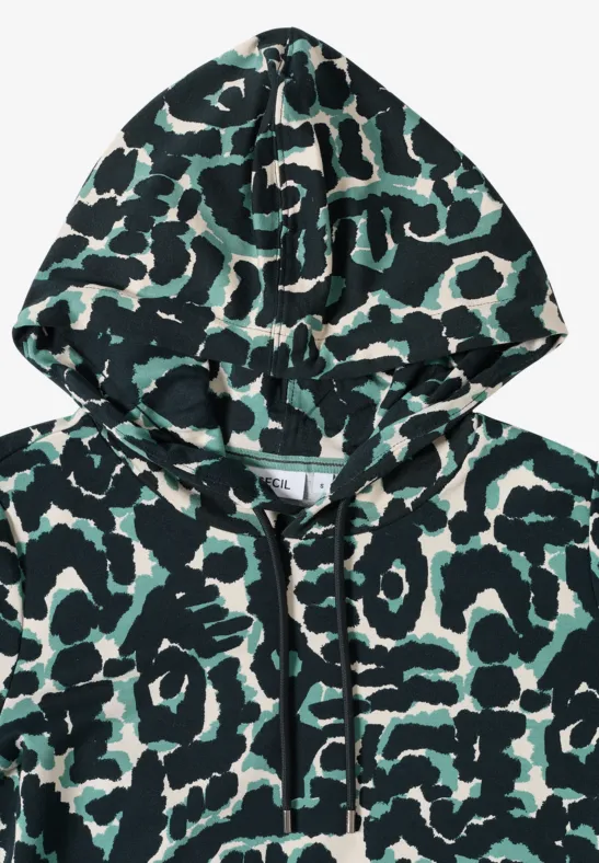 Gedessineerd shirt met capuchon ink green