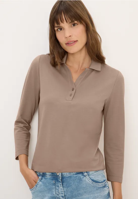 Poloshirt mit Knopfdetail natural taupe