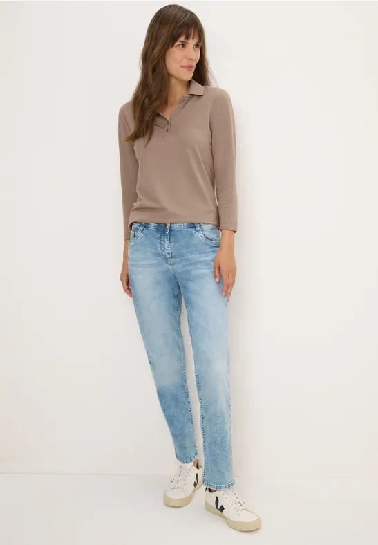 Poloshirt mit Knopfdetail natural taupe