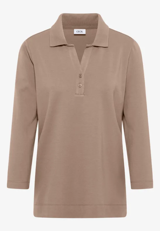 Poloshirt mit Knopfdetail natural taupe