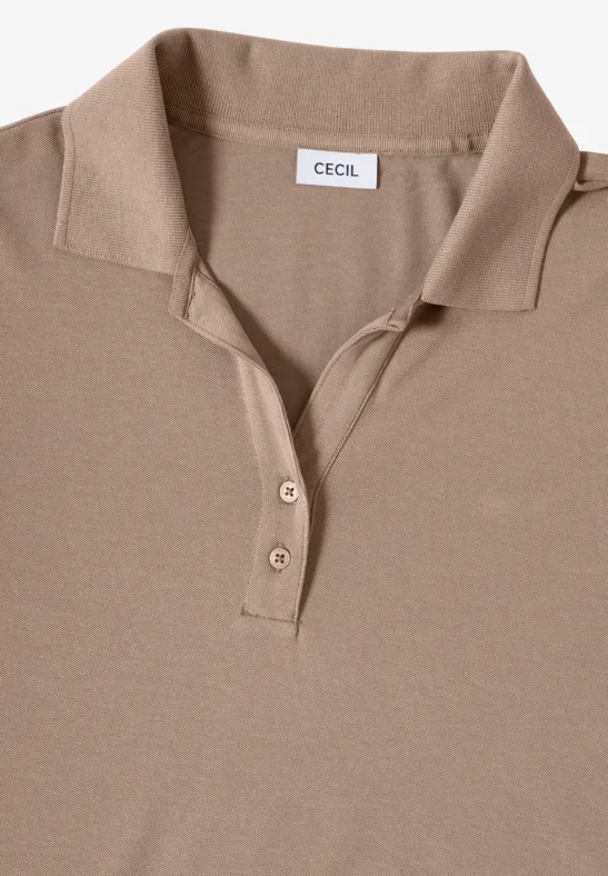 Poloshirt mit Knopfdetail natural taupe
