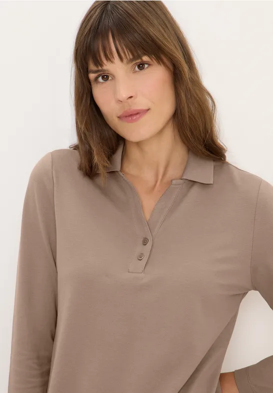 Poloshirt mit Knopfdetail natural taupe