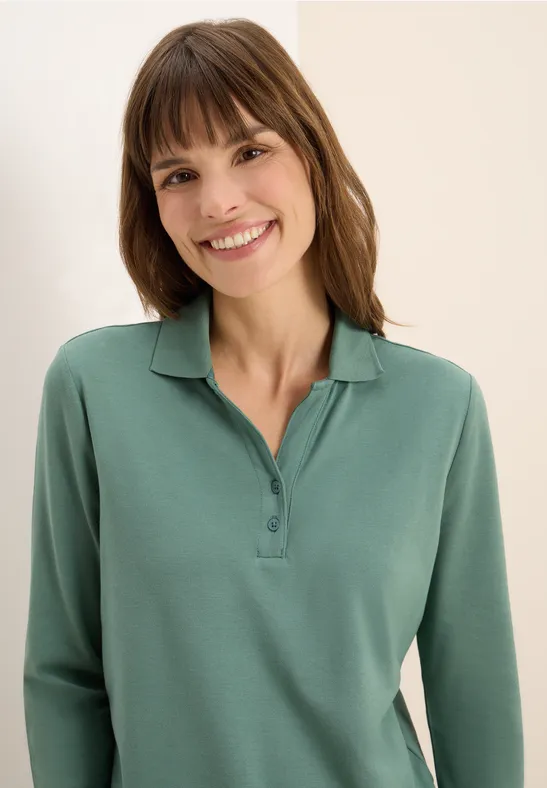 Poloshirt mit Knopfdetail jewel green