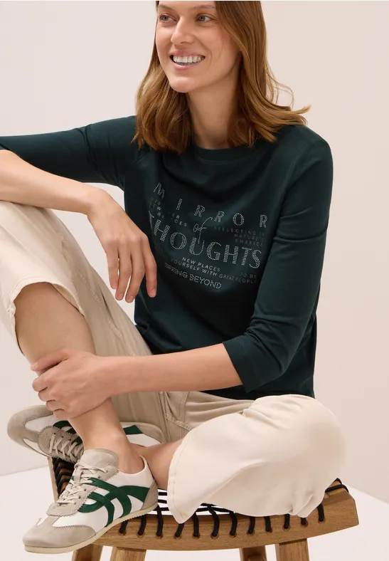 T-shirt doux avec wording ink green