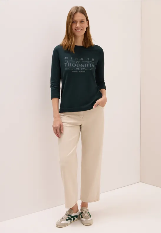T-shirt doux avec wording ink green