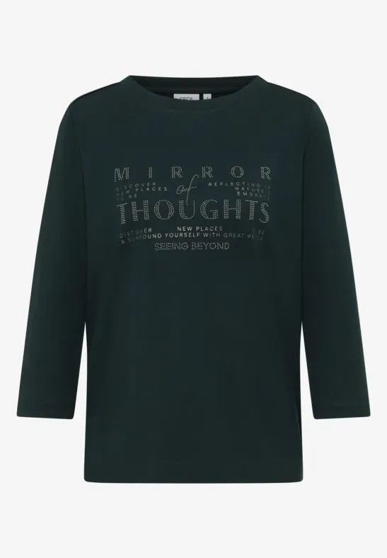 T-shirt doux avec wording ink green