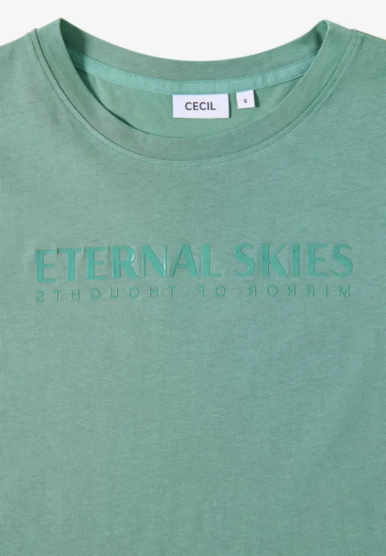 T-Shirt mit Wording Artwork jewel green