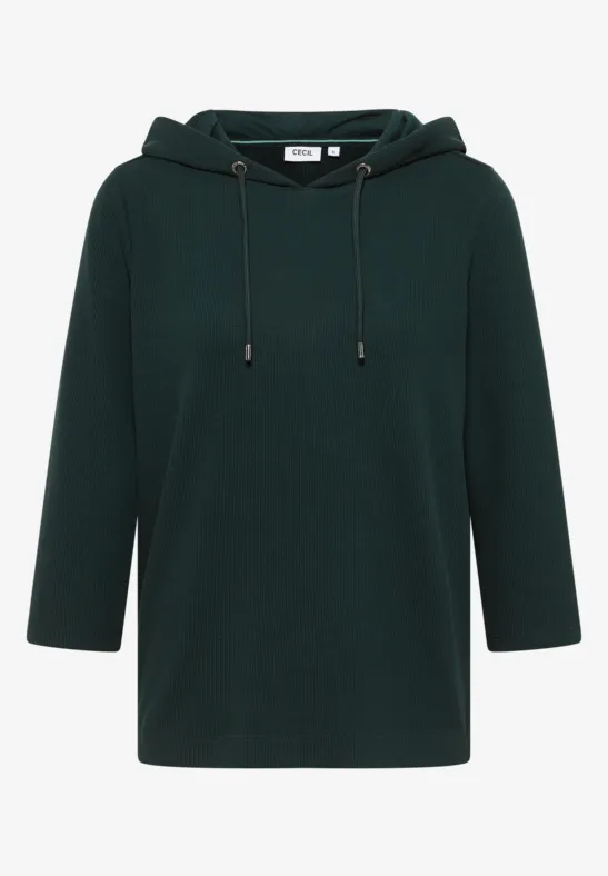 Hoodie Shirt in Rippstruktur ink green