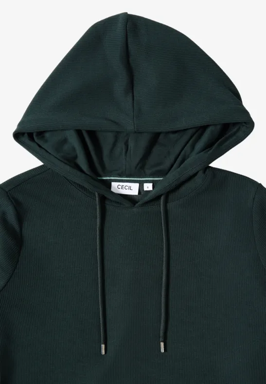 Hoodie Shirt in Rippstruktur ink green