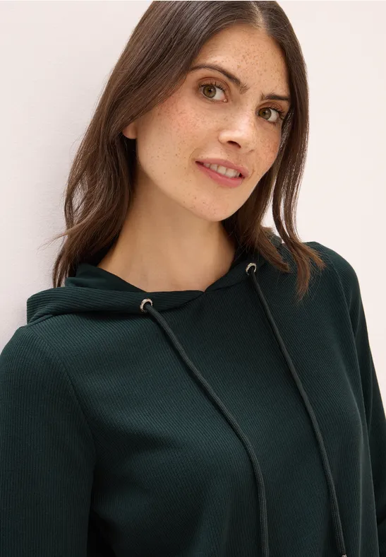 Hoodie Shirt in Rippstruktur ink green