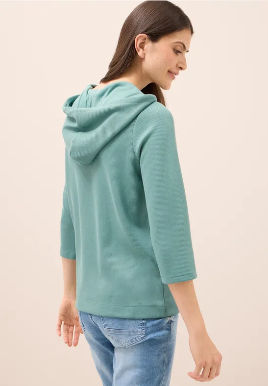 Hoodie Shirt in Rippstruktur jewel green