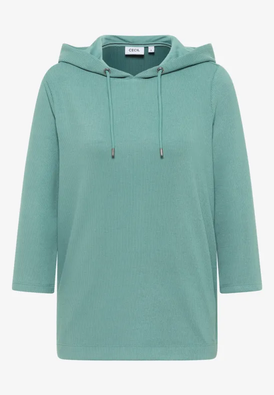 Hoodie Shirt in Rippstruktur jewel green