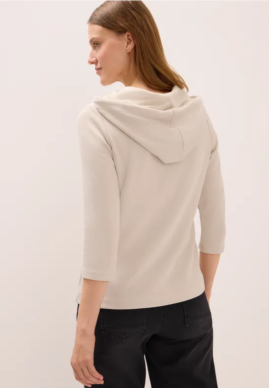 Hoodie shirt en structure côtelée oat milk beige