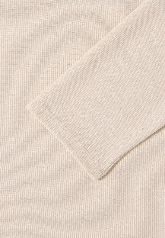 Hoodie shirt en structure côtelée oat milk beige