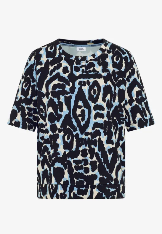 Cupro Touch Print-Shirt urban dark blue