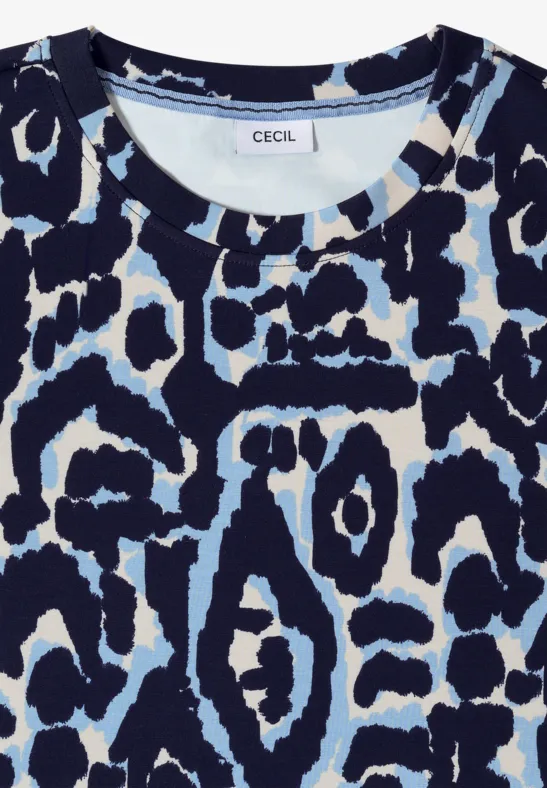 Cupro Touch Print-Shirt urban dark blue
