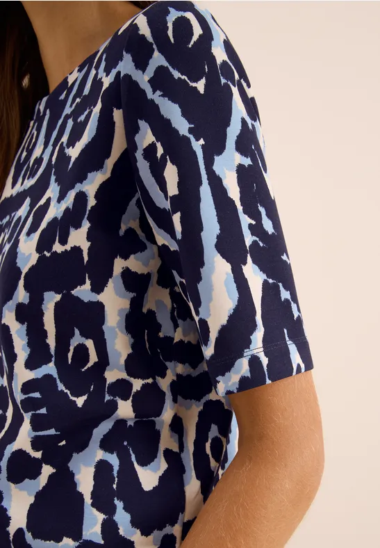 Cupro Touch Print-Shirt urban dark blue